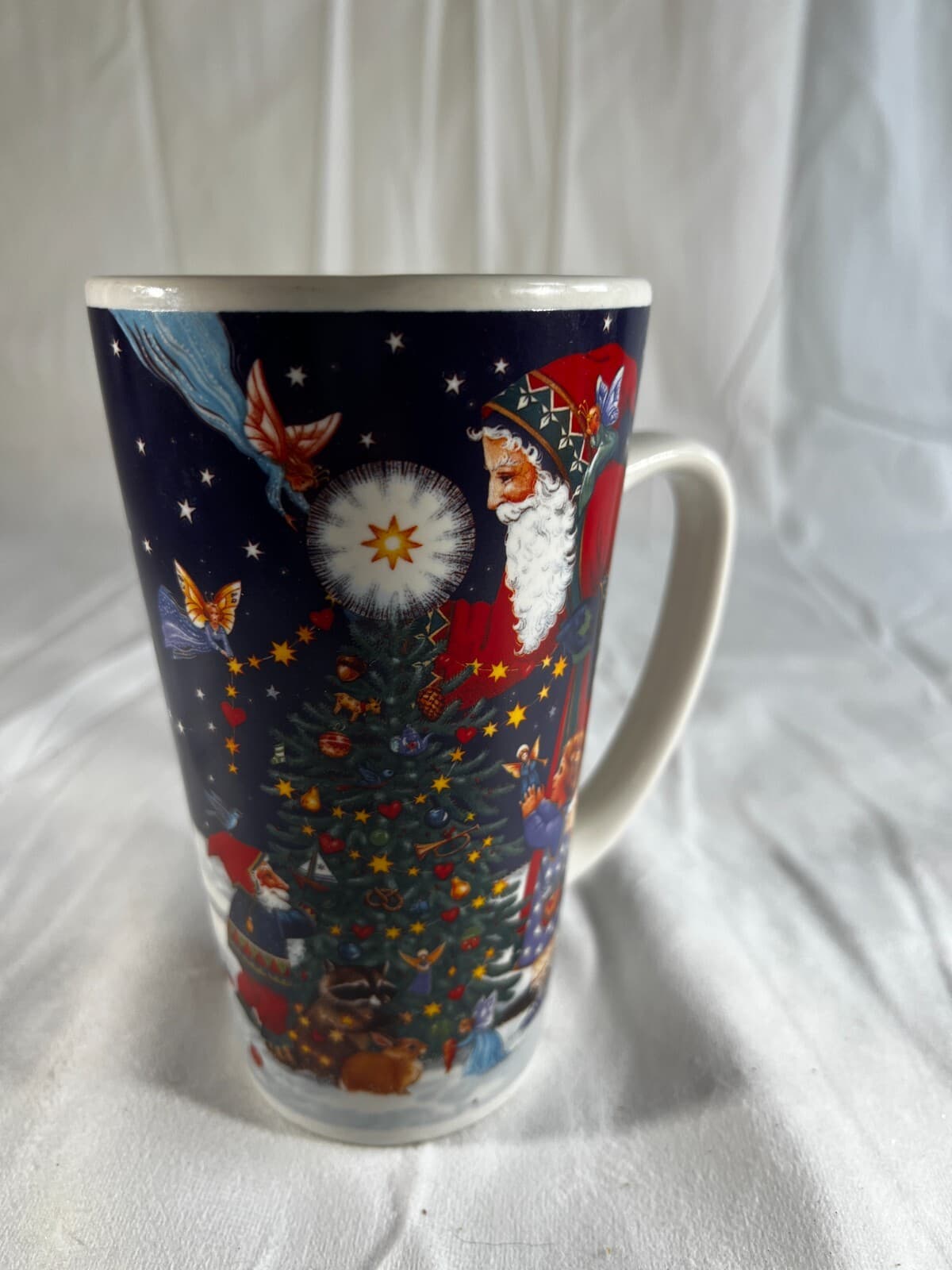 Certified International Vintage Christmas Santa Tall Mug Judith Griffith Fairy - Thumbnail 6