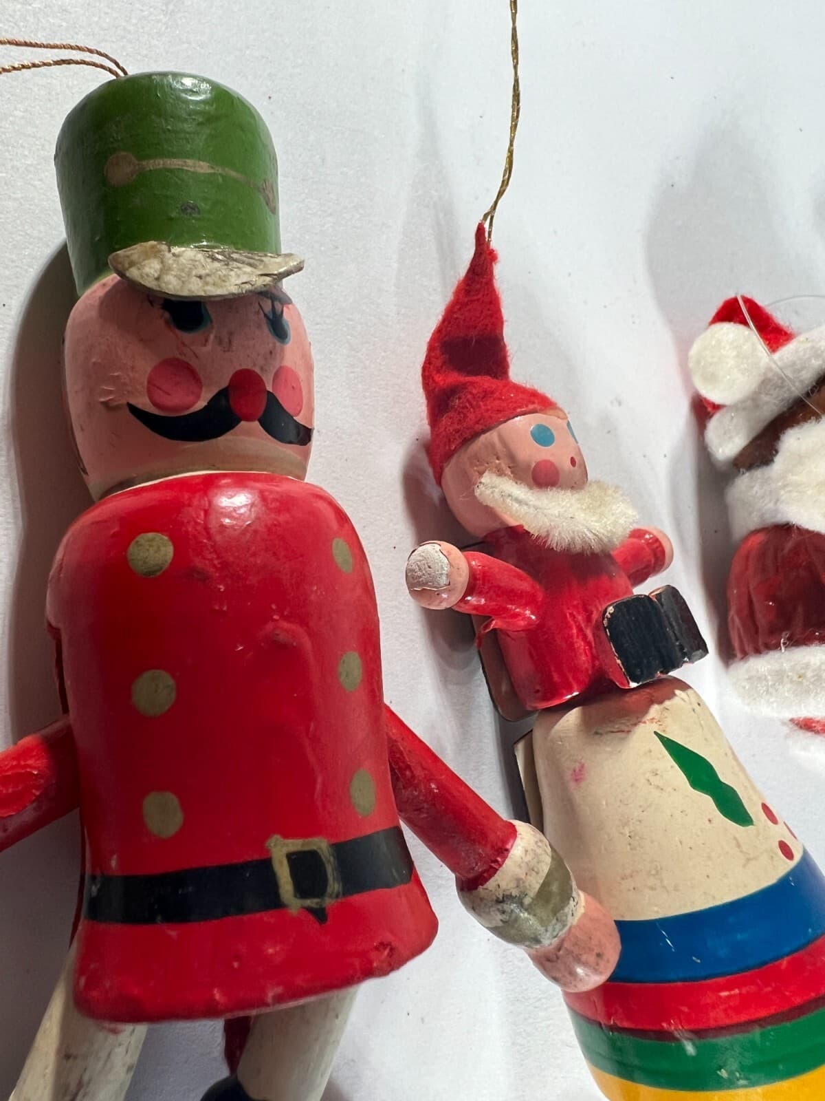 Vintage Christmas Ornament Wooden Soldier Marionette Moon Drum Set of 7 - Thumbnail 13