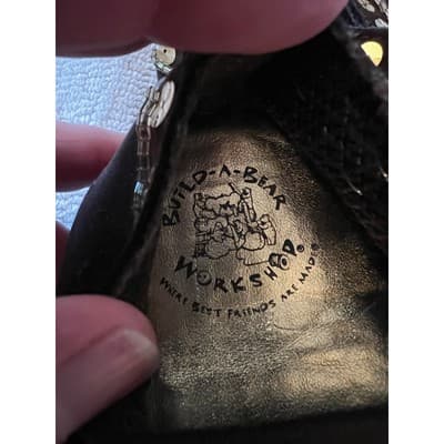 Build A Bear Workshop White Tote Bag Purse & Black Sequin Stuffed Animal Shoes - Thumbnail 5