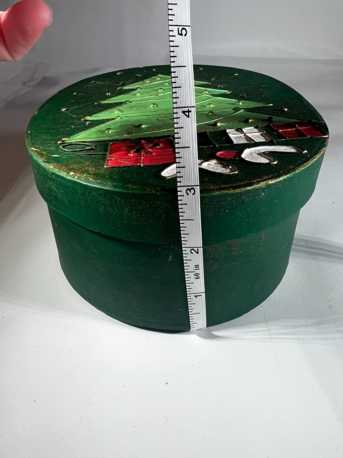 Vintage Christmas Tree Gift Box Decor Painted Decor - Thumbnail 16