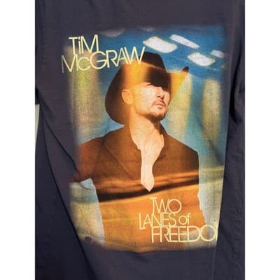 Next Level Tim McGraw 2013 FreedomTour Crew Neck Casual T-Shirt Gray L - Thumbnail 3