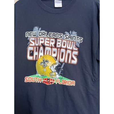Gildan New Orleans Saints Super Bowl Champions T Shirt Blue Graphic Men’s L - Thumbnail 4
