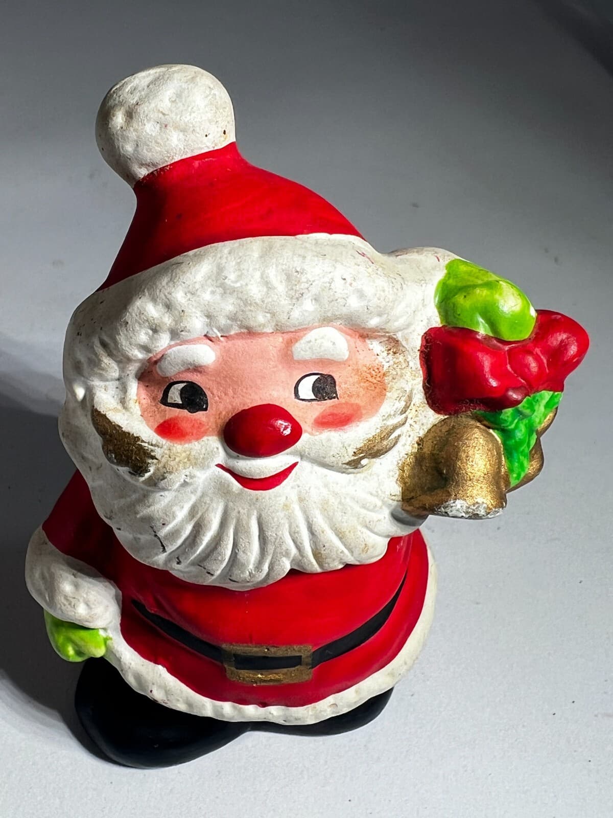 Vintage Christmas Santa Claus Porcelain Ceramic Gold Bells Figurine Decor Figure - Thumbnail 10