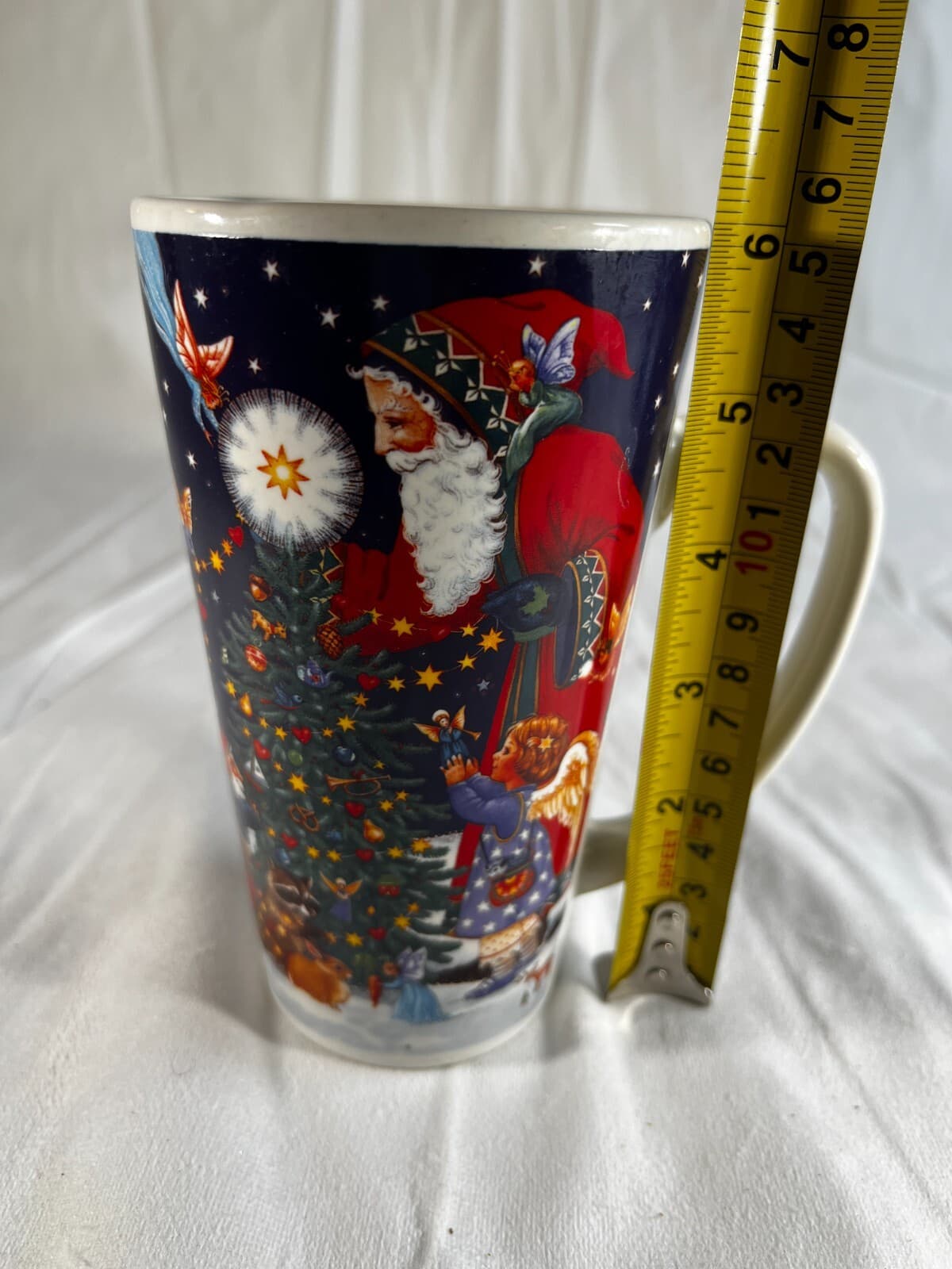 Certified International Vintage Christmas Santa Tall Mug Judith Griffith Fairy - Thumbnail 9