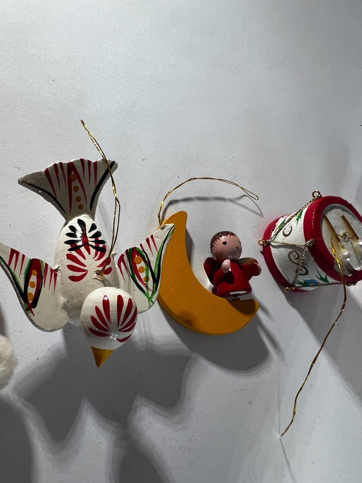 Vintage Christmas Ornament Wooden Soldier Marionette Moon Drum Set of 7 - Thumbnail 15