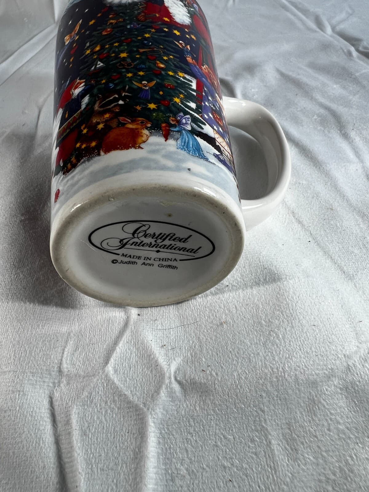 Certified International Vintage Christmas Santa Tall Mug Judith Griffith Fairy - Thumbnail 8