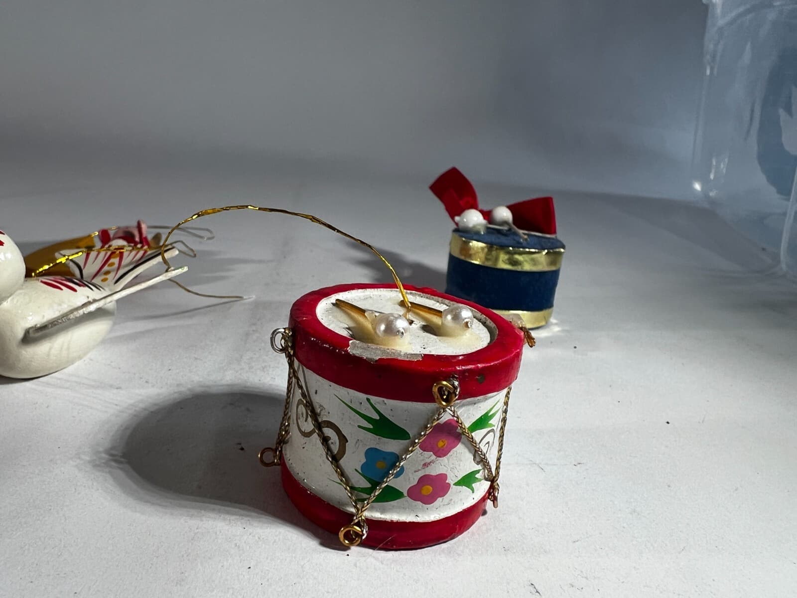 Vintage Christmas Ornament Wooden Soldier Marionette Moon Drum Set of 7 - Thumbnail 4