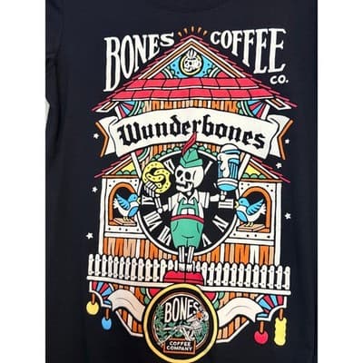 Bones Coffee Company Wunderbones Crew Neck Short Sleeve T-Shirt Black L - Thumbnail 3