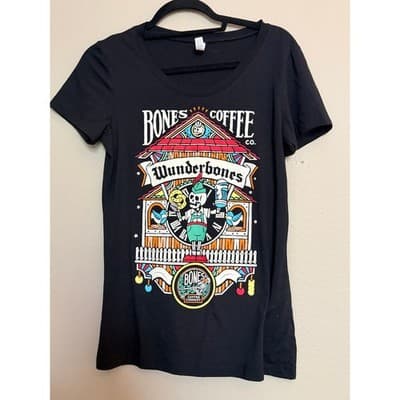 Bones Coffee Company Wunderbones Crew Neck Short Sleeve T-Shirt Black L - Thumbnail 2
