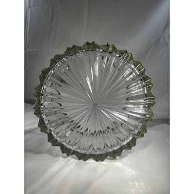 Vintage Italian Cystal Bowl Serving Dish Silver Rim Marked Italy Large MCM - Thumbnail 3
