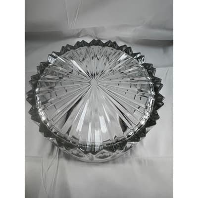 Vintage Italian Cystal Bowl Serving Dish Silver Rim Marked Italy Large MCM - Thumbnail 5