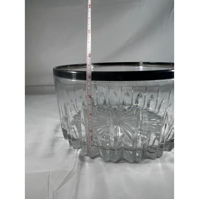 Vintage Italian Cystal Bowl Serving Dish Silver Rim Marked Italy Large MCM - Thumbnail 16