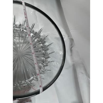 Vintage Italian Cystal Bowl Serving Dish Silver Rim Marked Italy Large MCM - Thumbnail 17
