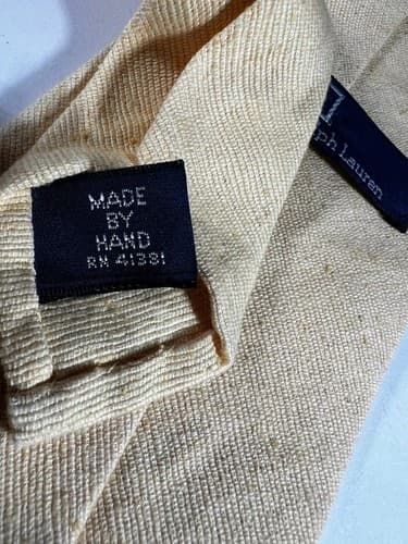 Vintage Polo Ralph Lauren Necktie Tie Handmade Solid Yellow Retro - Thumbnail 7