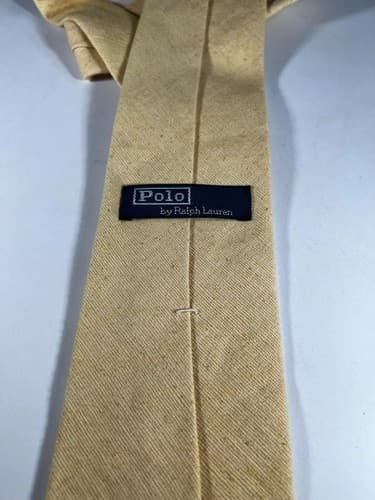 Vintage Polo Ralph Lauren Necktie Tie Handmade Solid Yellow Retro - Thumbnail 4