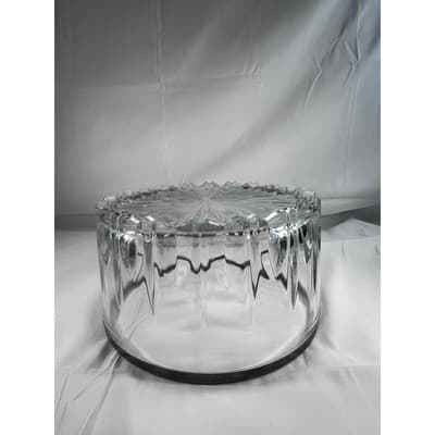 Vintage Italian Cystal Bowl Serving Dish Silver Rim Marked Italy Large MCM - Thumbnail 9