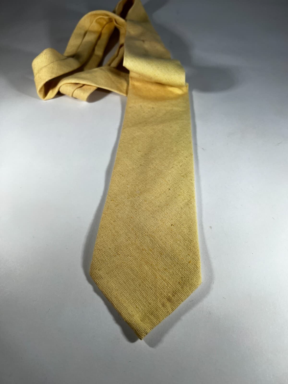 Vintage Polo Ralph Lauren Necktie Tie Handmade Solid Yellow Retro - Thumbnail 3