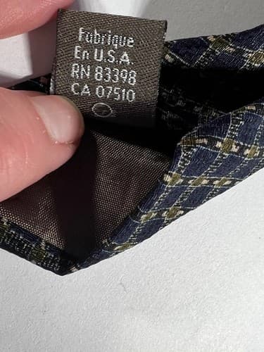 Calvin Klein Necktie Tie Silk Vintage Navy Blue Textured Small Check Pattern - Thumbnail 8
