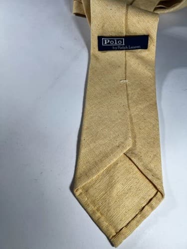 Vintage Polo Ralph Lauren Necktie Tie Handmade Solid Yellow Retro - Thumbnail 5