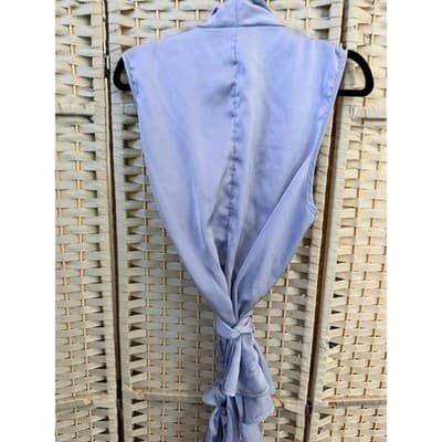 SHEIN Curve Wrap Top Women's 2X Blue Gary Sleeveless Open Front Waist Ties - Thumbnail 6