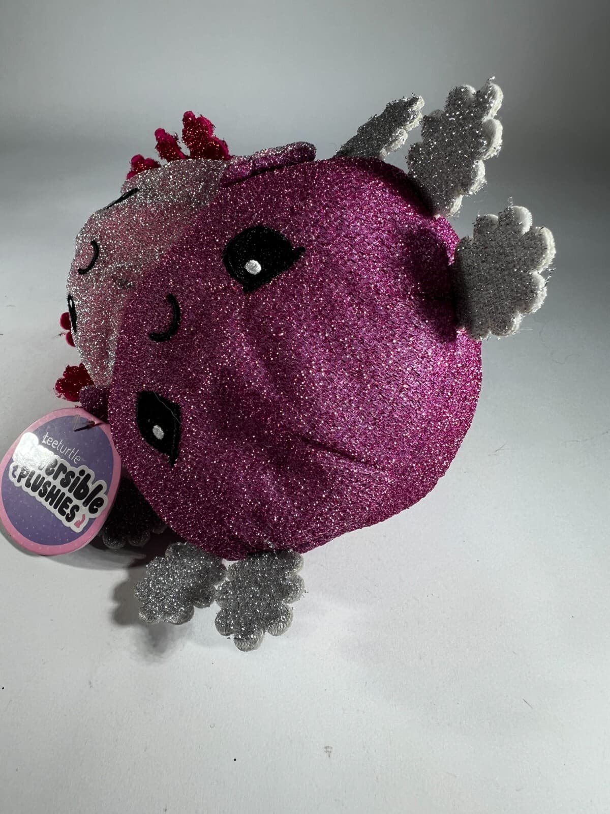 TeeTurtle The Original Reversible Axolotl Plushie Pink Purple Sparkle NEW - Thumbnail 2