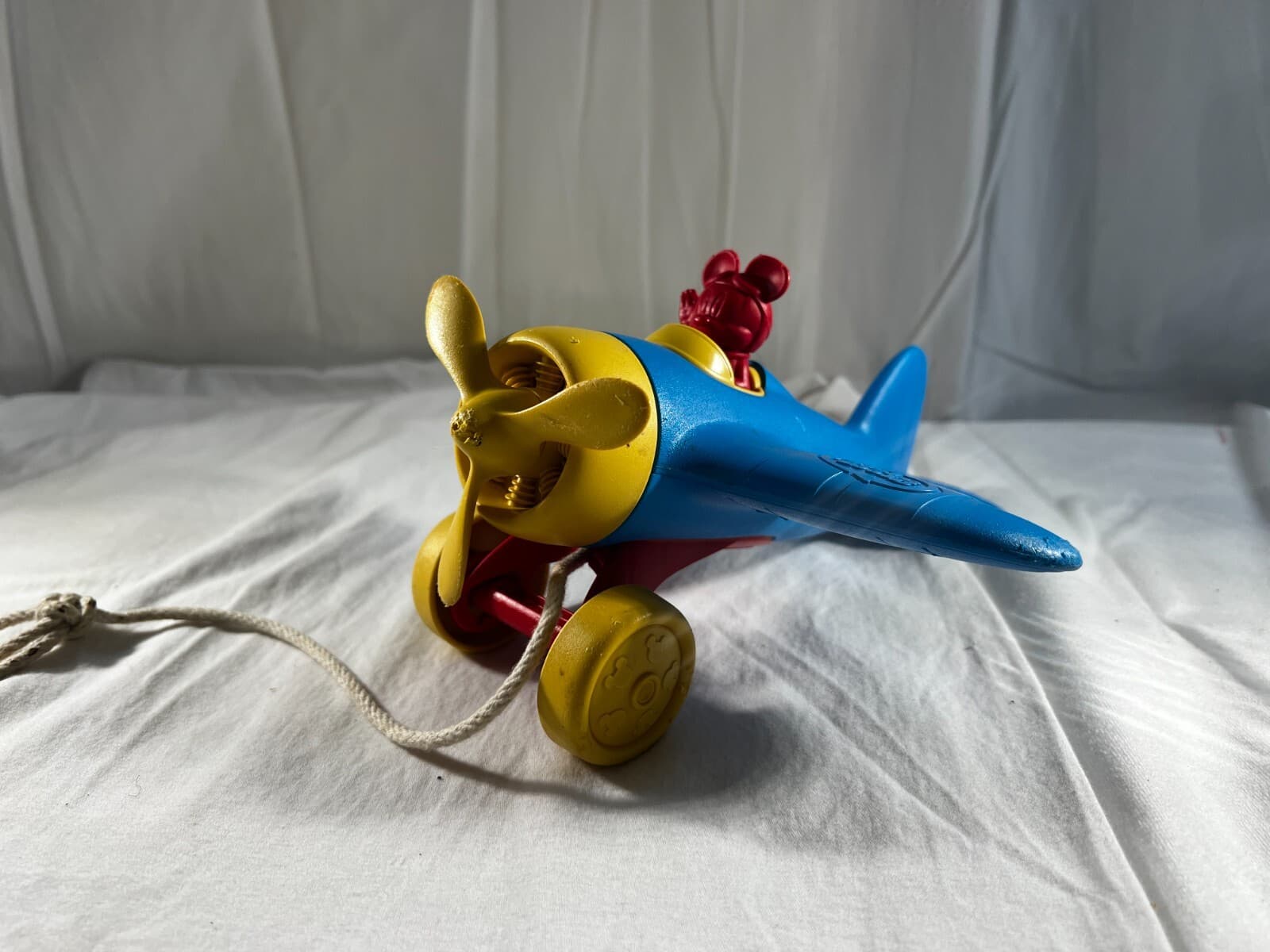 Disney Baby Green Toys Mickey Mouse Airplane Pull Toy Wobble Plane 100% Recycled - Thumbnail 2