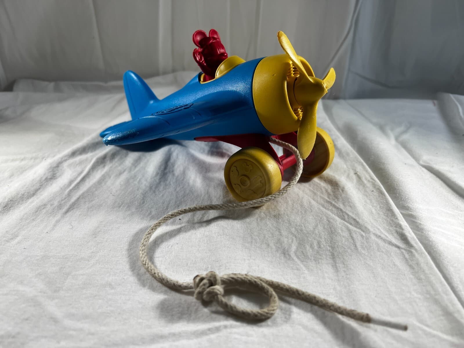 Disney Baby Green Toys Mickey Mouse Airplane Pull Toy Wobble Plane 100% Recycled - Thumbnail 6