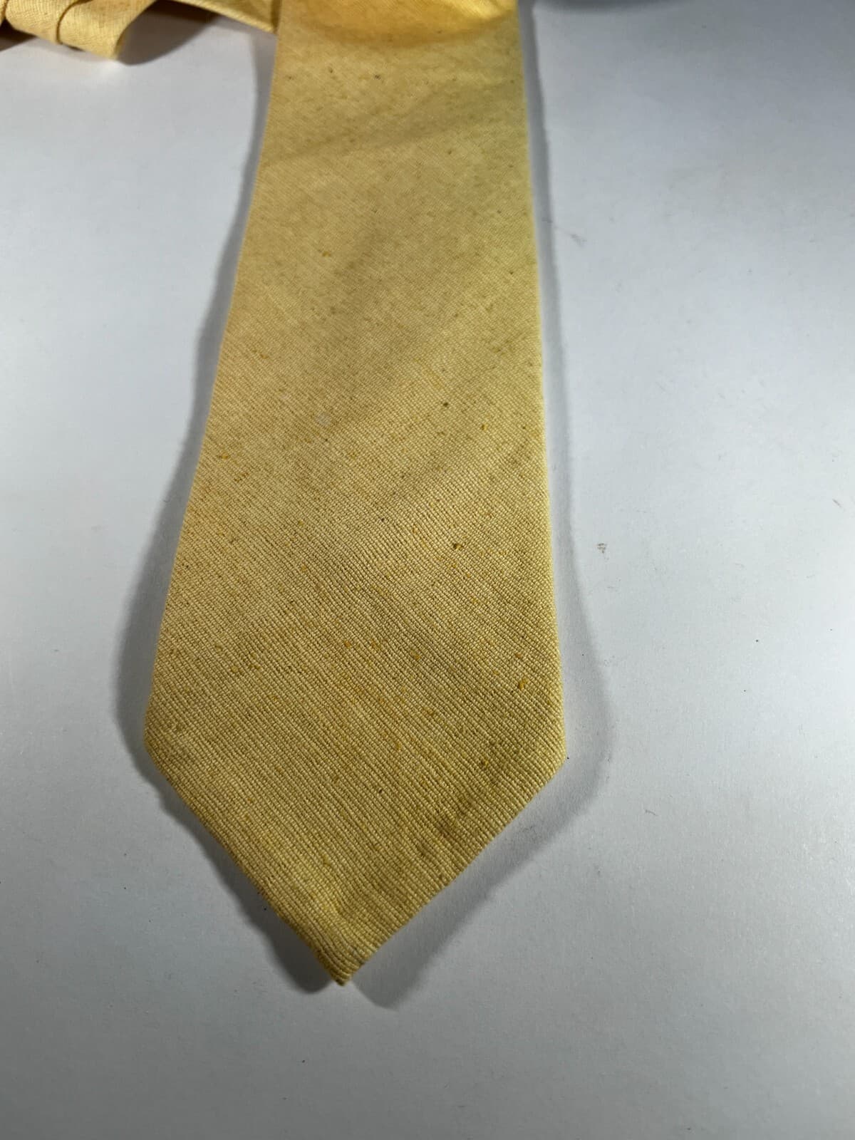 Vintage Polo Ralph Lauren Necktie Tie Handmade Solid Yellow Retro - Thumbnail 2