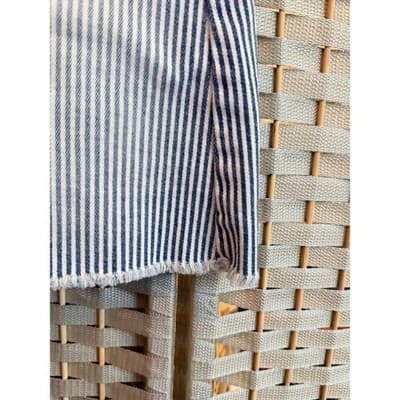 JustBlack Pinstripe Denim Mini Skirt XS White Blue Classic Frayed Hemline - Thumbnail 5