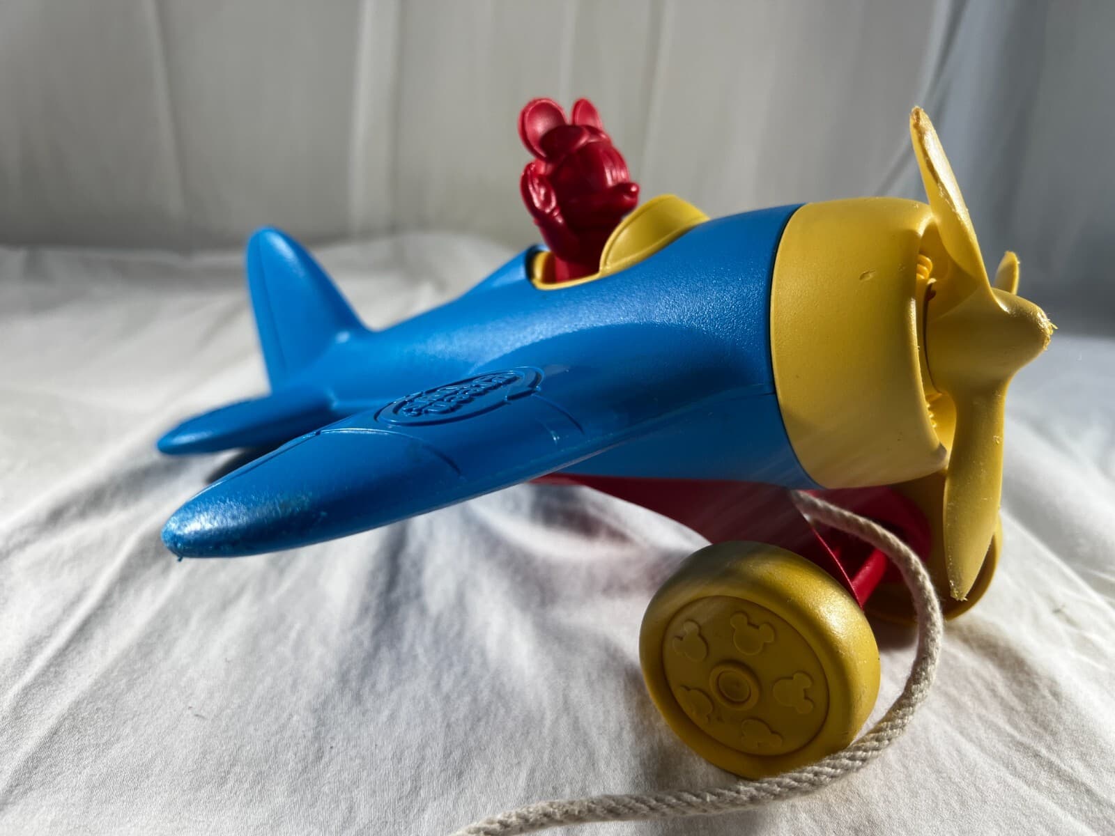 Disney Baby Green Toys Mickey Mouse Airplane Pull Toy Wobble Plane 100% Recycled - Thumbnail 7