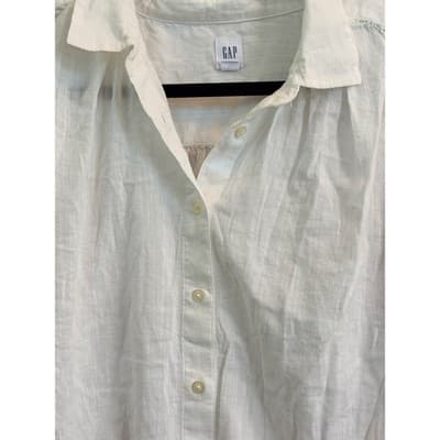 GAP Crinkle Gauze Relaxed Fit Blouse White S NWOT Collared Button Down - Thumbnail 4