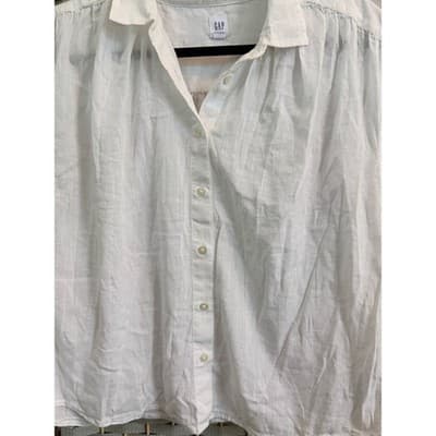 GAP Crinkle Gauze Relaxed Fit Blouse White S NWOT Collared Button Down - Thumbnail 3