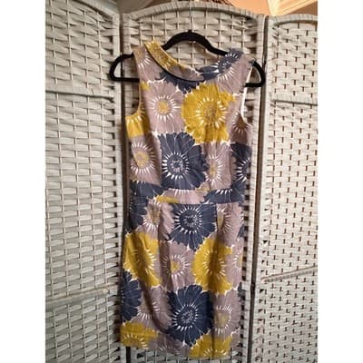 Boden Retro Inspired Shift Dress Multicolor Small Fully Lined Boat Neck Collar - Thumbnail 2