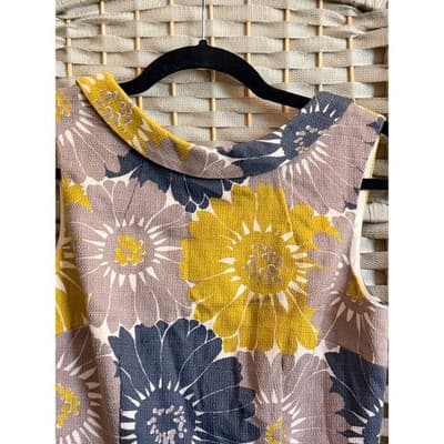 Boden Retro Inspired Shift Dress Multicolor Small Fully Lined Boat Neck Collar - Thumbnail 4