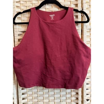 Old Navy Activewear Powerchill Tank Top XXL Deep Wine Built In Shelf Bra - Thumbnail 2
