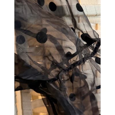Eloquii Square Neckline Blouse Large Black NWOT Puff Sheer Polka Dot Sleeve - Thumbnail 5