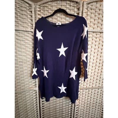 Old Navy Sweater Mini Dress Women's Blue XL Wide Crew Neckline Long Sleeve - Thumbnail 2