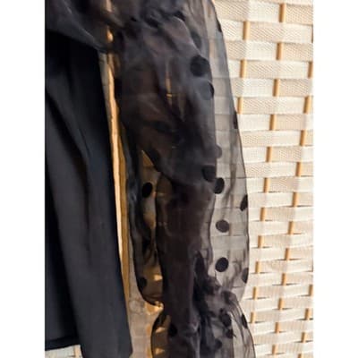 Eloquii Square Neckline Blouse Large Black NWOT Puff Sheer Polka Dot Sleeve - Thumbnail 12