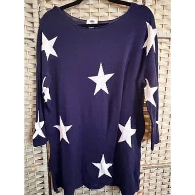 Old Navy Sweater Mini Dress Women's Blue XL Wide Crew Neckline Long Sleeve - Thumbnail 4