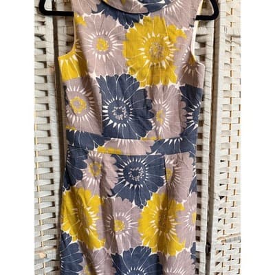 Boden Retro Inspired Shift Dress Multicolor Small Fully Lined Boat Neck Collar - Thumbnail 3