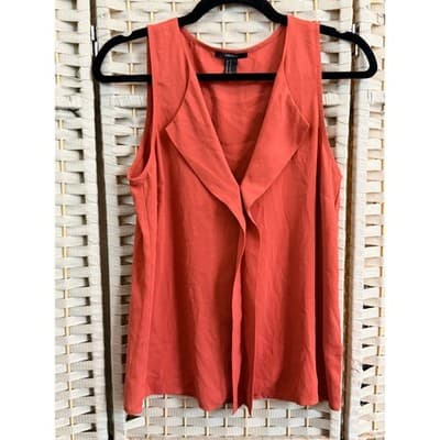 Forever 21 Sleeveless Flowy Dressy Tank Top M Terracotta Dust Draped Cowl Neck - Thumbnail 2