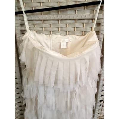 Ann Taylor Ivory Tiered Ruffle Dress Women Small Sleeveless Party - Thumbnail 9