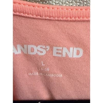 Lands End Lightweight Jersey Pintuck Pleach Blouse Large Peach V Neckline - Thumbnail 6