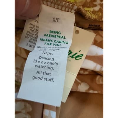 Aerie Real Good Cheekiest Bikini Bottom Small Brown NWT Floral Print High Waist - Thumbnail 8