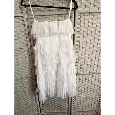 Ann Taylor Ivory Tiered Ruffle Dress Women Small Sleeveless Party - Thumbnail 11