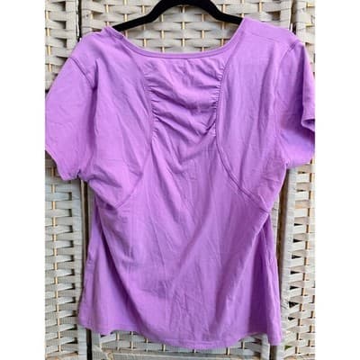 Old Navy Activewear Short Sleeve Top Purple XL Ruched Details Scoop Neckline - Thumbnail 7