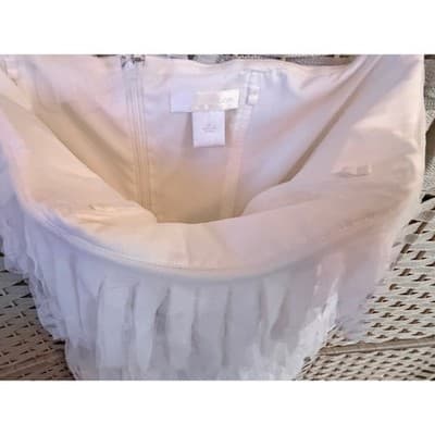 Ann Taylor Ivory Tiered Ruffle Dress Women Small Sleeveless Party - Thumbnail 10