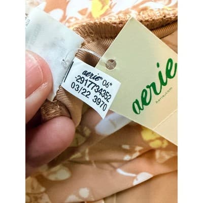 Aerie Real Good Cheekiest Bikini Bottom Small Brown NWT Floral Print High Waist - Thumbnail 11