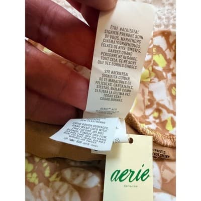 Aerie Real Good Cheekiest Bikini Bottom Small Brown NWT Floral Print High Waist - Thumbnail 9