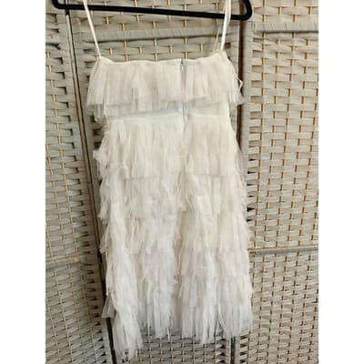 Ann Taylor Ivory Tiered Ruffle Dress Women Small Sleeveless Party - Thumbnail 12